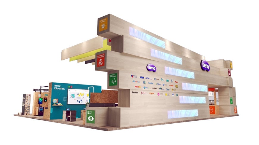 The BenQ Group presents a green booth compliant with ISO 20121 at COMPUTEX Taipei 2023 showcasing smart solutions, highlighting innovative and sustainable values 